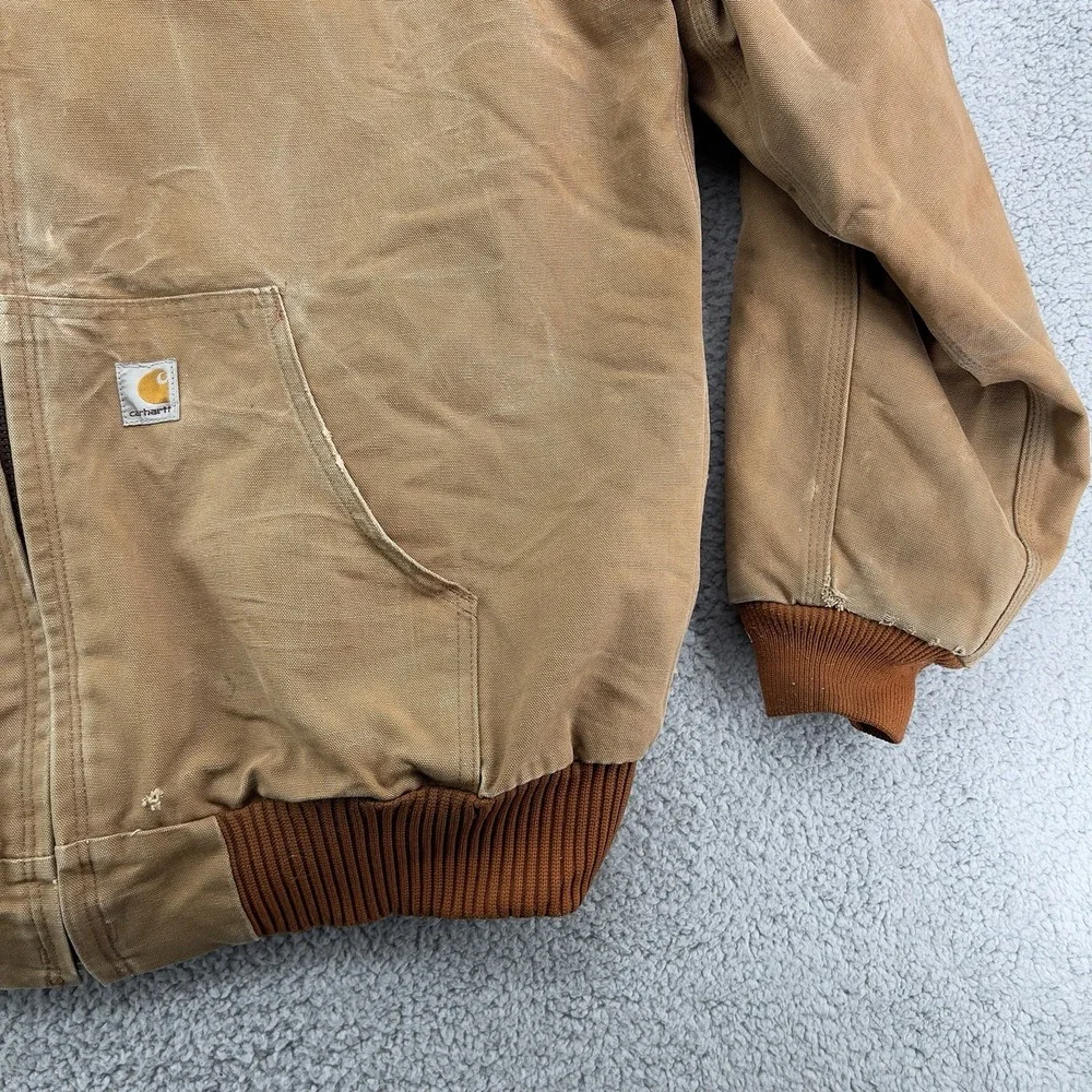 Vintage Carhartt Duck Quilt Lined Jacket Brown Mens 46 Made in USA - Picture 8 of 14